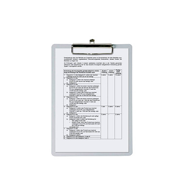 Klemmbrett MAULoutdoor 2331009, A4, silber, Kunststoff