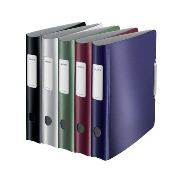 5 Stück Leitz Ordner Active Style 11090099, A4 60mm schmal Kunststoff vollfarbig, Alu-Optik farbig sortiert 4002432105755 Leitz
