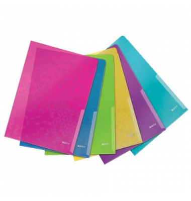 Sichth&uuml;llen WOW 4050-00-99, A4, farbig sortiert, transluzent genarbt, oben & rechts offen, 0,2mm