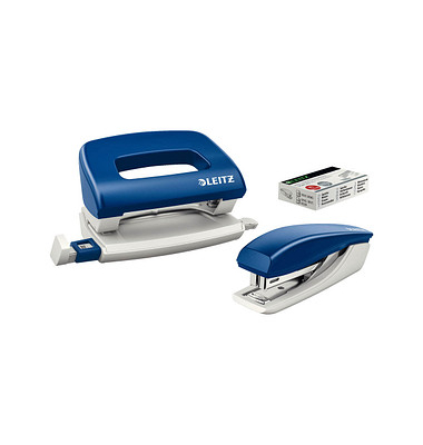 LEITZ Locher und Heftgeräte Set NeXXt 5058 und 5517 Mini blau LEITZ Locher und Heftgeräte Set NeXXt 5058 und 5517 Mini blau