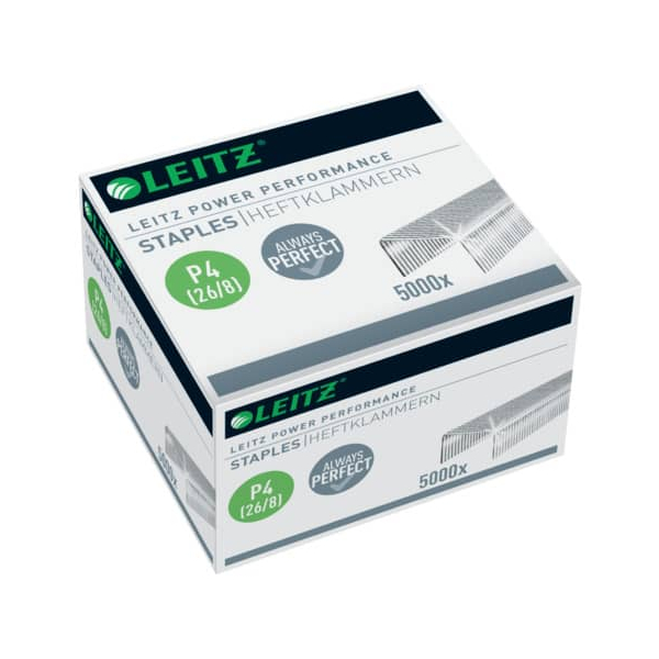 10 Stück Leitz Heftklammern P4 Power Performance 26/8, 5559-00-00, Stahldraht verzinkt, Heftleistung 2-40 Blatt 4002432546602 Leitz 5000 Stück