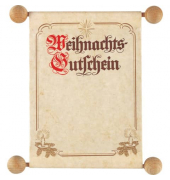 Weihnachtsgutscheinkarte in transparenter Faltschachtel 2887 A5 132mm x 163mm (BxH) 130g Mit farbigem Druck "Weihnachts-Gutschei