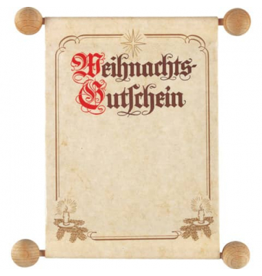 Weihnachtsgutscheinkarte in transparenter Faltschachtel 2887 A5 132mm x 163mm (BxH) 130g Mit farbigem Druck "Weihnachts-Gutschei