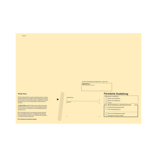 4002871204200 - Briefumschlag für förmliche Zustellung 2042 C4 ohne Fenster haftklebend mit Abziehstreifen 100g Innerer Umschlag mit Einstecksc 250 Stück