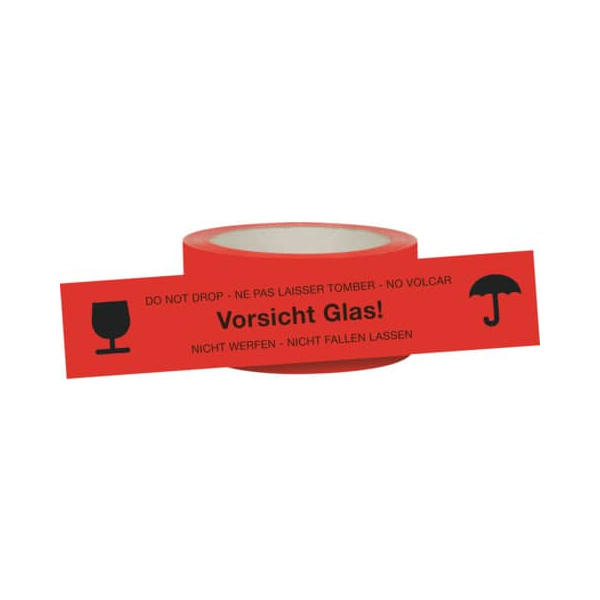 4002871216005 - Signalpackband 2160 Vorsicht Glas! 50mm x 66m 52my rot 4002871216005 66 Meter