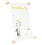 Gutscheinrolle 28708, Schriftzug Gratulation + Mädchen mit Blumen, A5, 118g