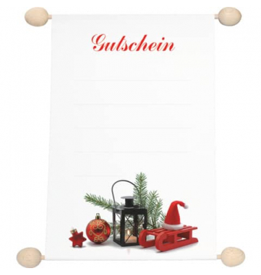 Gutscheinrolle 28718, Schriftzug Gutschein + Weihnachtsdeko, A5, 118g