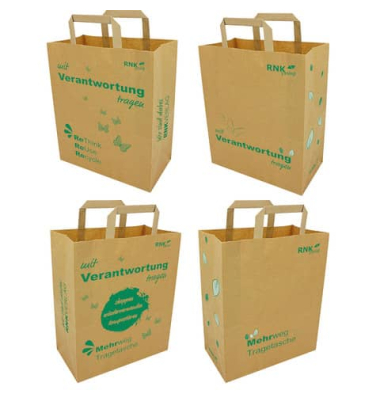 Papiertragetasche, 407200, au&szlig;en 22x31x10cm, Kraftpapier, braun, think green