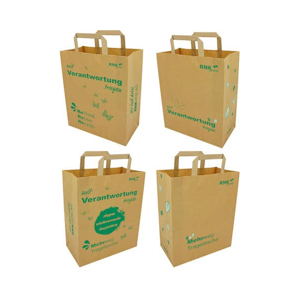 250 Stück RNK Tragetasche 407200, außen 22x31x10cm, Papier, braun, think green 4002871407205 RNK