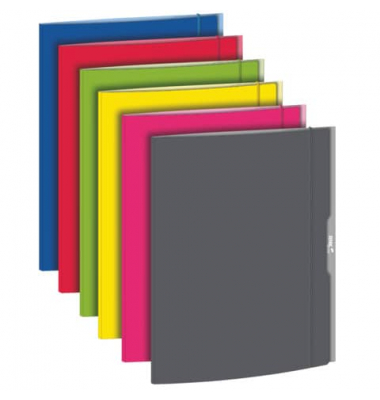 Gummizugmappe blau (Art.Nr. 45335), rot (Art.Nr. 45336), grün (Art.Nr. 45337), grau (Art.Nr. 45338), gelb (Art.Nr. 45339), pink 