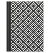 Notizbuch 46745, black&white rhombus, schwarz, A5, kariert, 70g, 96 Blatt / 192 Seiten