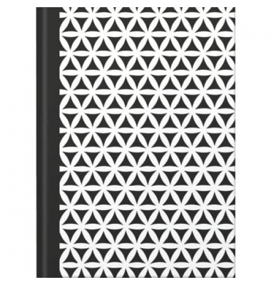 Notizbuch 46748, black&white flowers, schwarz/wei&szlig;, A5, punktiert, 70g, 96 Blatt / 192 Seiten