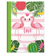 Notizbuch Flamingo grün - A5, Pünktchenlineatur, 96 Blatt
