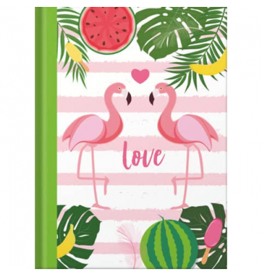 Notizbuch 46752, Flamingo, gr&uuml;n, A5, punktkariert, 70g, 96 Blatt / 192 Seiten