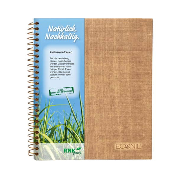 RNK Notizbuch 46777, Econil, braun, A5, liniert, 70g, 100 Blatt / 200 Seiten 4002871467773 RNK
