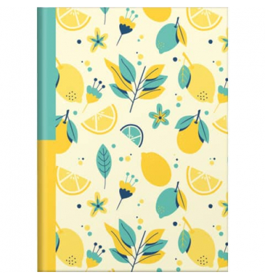 Notizbuch 46791, Fresh Lemons, gelb, A5, kariert, 70g, 96 Blatt / 192 Seiten