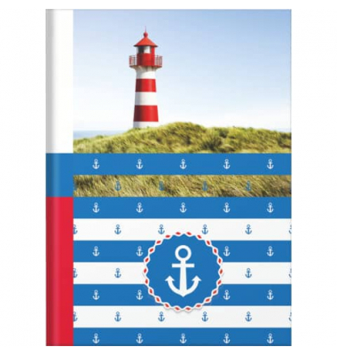 Notizbuch 46792, Maritim, bunt, A5, kariert, 70g, 96 Blatt / 192 Seiten
