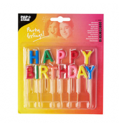 Geburtstagskerze Happy Birthday 19559 HAPPY BIRTHDAY farbig sortiert ca. 2-3 Minuten Brenndauer