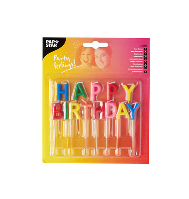 Geburtstagskerze Happy Birthday 19559 HAPPY BIRTHDAY farbig sortiert ca. 2-3 Minuten Brenndauer