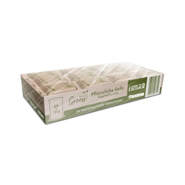4003148223719 - Green pflanzliche Seife HELLMA 60x12g Seife zur Hautreinigung von Händen und Körper einzeln verpackt 4003148223719 60 Gramm