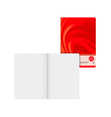Schulheft 10-4570502 Premium Vivendi, Lineatur 5 / kariert, A5, 90g, rot, 16 Blatt / 32 Seiten