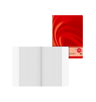 Schulheft 10-4472602 Premium Vivendi, Lineatur 26 / kariert mit weißem Rand, A4, 90g, rot, 16 Blatt / 32 Seiten