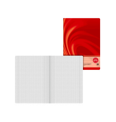 Schulheft 10-4472802 Premium Vivendi, Lineatur 28 / kariert mit Rand innen/außen, A4, 90g, rot, 16 Blatt / 32 Seiten