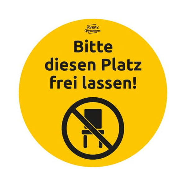 4004182494059 - 49405 Corona Warnschilder Platz frei halten - Ø200 mm gelb schwarz 4004182494059 AVERY Zweckform