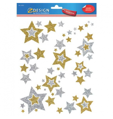 52952 Fensterbilder Sterne gold/silber