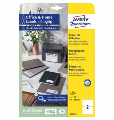 Etiketten Home Office 3655-10, wei&szlig;, 210x148mm, rechteckig