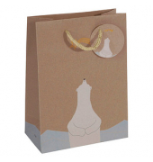 Geschenktasche GT050 Polar bear with shooting star, Weihnachten, farbig abgestimmte Tragekordel Geschenkeanhänger, Eisbär, 17cm 