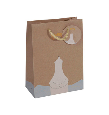 Geschenktasche GT050 Polar bear with shooting star, Weihnachten, farbig abgestimmte Tragekordel Geschenkeanhänger, Eisbär, 17cm Geschenktasche GT050 Polar bear with shooting star, Weihnachten, farbig abgestimmte Tragekordel Geschenkeanhänger, Eisbär, 17cm