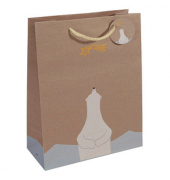 Geschenktasche GT049 Polar bear with shooting star, Weihnachten, farbig abgestimmte Tragekordel Geschenkeanhänger, Eisbär, 26cm 