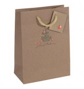 Geschenktasche GT041 Christmas with Apples, Weihnachten, mit Tragekordel / Geschenkanh&auml;nger, "Christmas with apples", 17cm x 23c