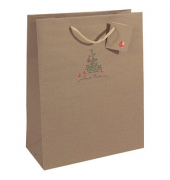 Geschenktasche GT040 Christmas with Apples, Weihnachten, mit Tragekordel / Geschenkanh&auml;nger, "Christmas with apples", 26cm x 33c