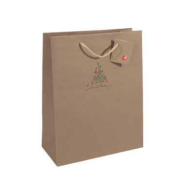 Geschenktasche GT040 Christmas with Apples, Weihnachten, Kunststoffkordel mit Geschenkanhänger, Christmas with apples, 26cm x 33