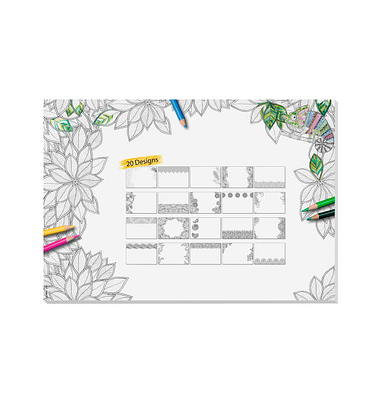 Schreibunterlage Adult Coloring ohne Kalendarium HO580 weiß Ornamente zum ausmalen 59,5x41cm