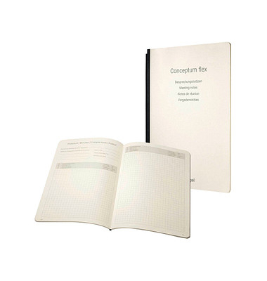 Notizbuch CF222, Conceptum Flex Besprechung, creme, A4, kariert, 80g, 92 Blatt / 184 Seiten