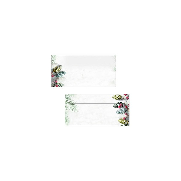 4004360815584 - Weihnachtsumschläge Christmas Garland DIN lang 90 g m² Tannenzapfenmotiv 50 Stück