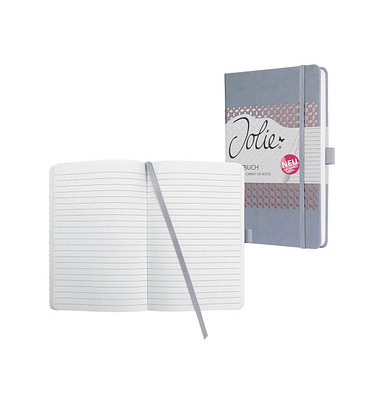 Notizbuch JN209, Jolie, grau, A5, liniert, 80g, 87 Blatt / 174 Seiten
