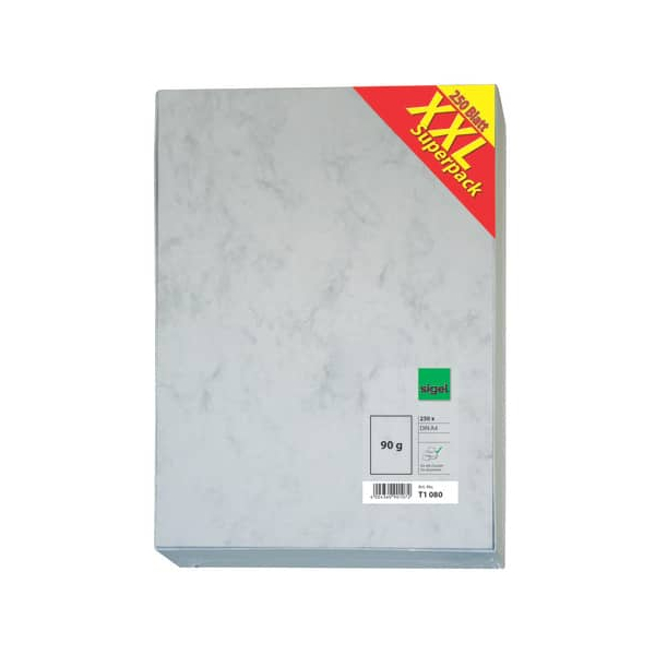 5 Stück Sigel Briefpapier T1080, grau, marmoriert, A4, 90g 4004360901072 Sigel