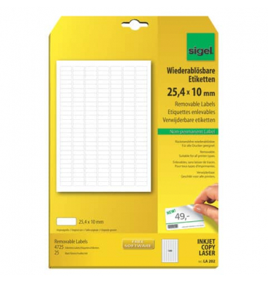 Etiketten LA202, weiß 25,4x10mm, rechteckig, 