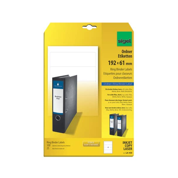 4004360907432 - Rückenschilder LA430 weiß breit kurz 192x61mm selbstklebend 4004360907432 100 Stück
