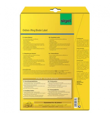 R&uuml;ckenschilder LA420, wei&szlig;, breit/kurz, 59x192mm, selbstklebend