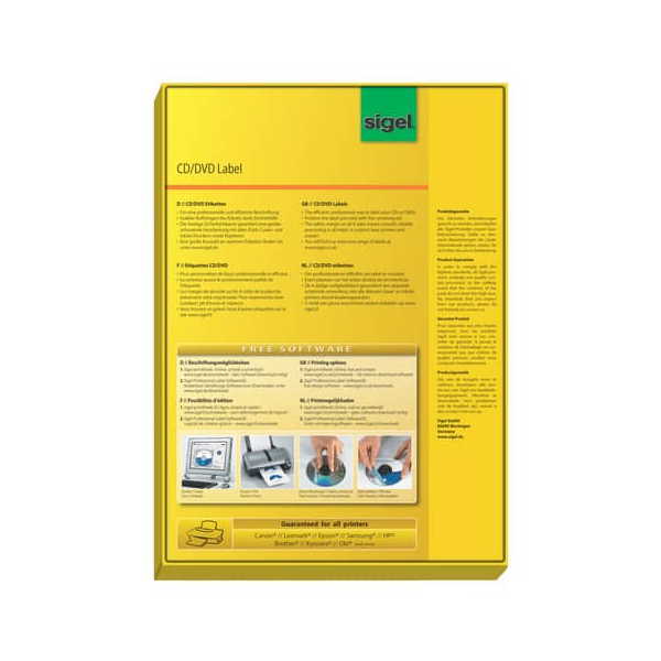 7 Stück Sigel LA526 4,1cm CD/DVD-Etikett D 11,7cm weiß 100Etiketten 4004360907494 Sigel