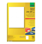 Etiketten LA182, weiß 210x297mm, rechteckig, 