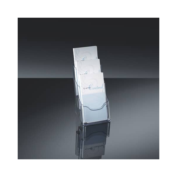4004360983399 - Tisch-Prospekthalter 3xDIN lang mit 3 Fächern glasklar VE=1 Stüc