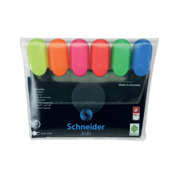 4004675021359 - Textmarker Job 500398 Etui 6-farbig sortiert 1+5mm Keilspitze 4004675021359 Schneider
