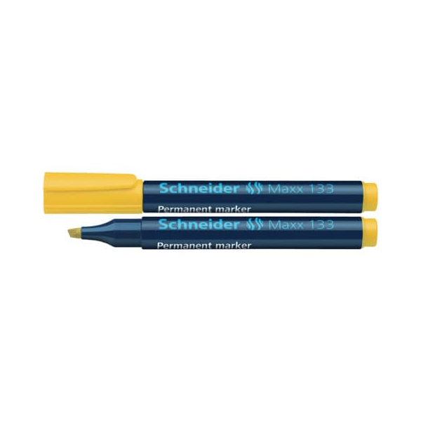 10 Stück Schneider Permanent-Marker Maxx 133 gelb, Keilspitze 1+4mm 4004675038555 Schneider