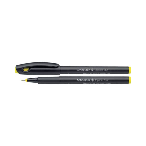 5 Stück Schneider Fineliner Topliner 967, 408269, schwarz (Schreibfarbe: gelb), 0,4mm 4004675039675 Schneider